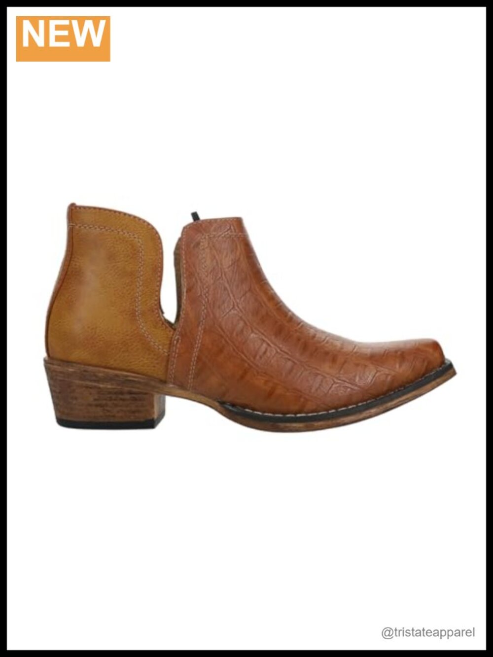 Women's Ankle Boots Faux Leather Caiman Snip Toe Pull-On